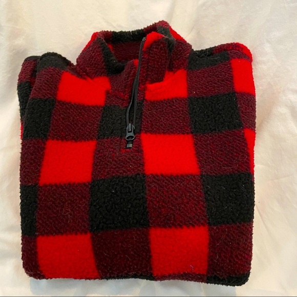 Old Navy Buffalo Check Sherpa Pullover - Picture 1 of 3